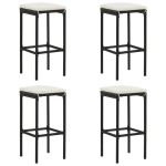 vidaXL Scaune de bar cu perne, 4 buc., negru, poliratan vidaXL Scaune de bar cu perne, 4 buc., negru, poliratan