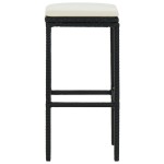 vidaXL Scaune de bar cu perne, 4 buc., negru, poliratan vidaXL Scaune de bar cu perne, 4 buc., negru, poliratan