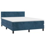 vidaXL Pat cu arcuri, saltea și LED, bleumarin, 140x190 cm, catifea vidaXL Pat cu arcuri, saltea și LED, bleumarin, 140x190 cm, catifea