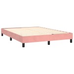 vidaXL Pat cu arcuri, cu saltea și LED, roz, 140x190 cm catifea