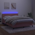 vidaXL Pat cu arcuri, saltea și LED, negru, 140x200 cm, catifea vidaXL Pat cu arcuri, saltea și LED, negru, 140x200 cm, catifea