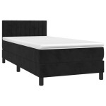 vidaXL Pat cu arcuri, saltea și LED, negru, 90x190 cm, catifea