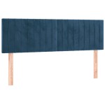 vidaXL Pat cu arcuri, saltea și LED, bleumarin, 140x190 cm, catifea