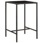 vidaXL Masă de bar de grădină, maro, 70x70x110 cm, poliratan și sticlă vidaXL Masă de bar de grădină, maro, 70x70x110 cm, poliratan și sticlă