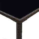 vidaXL Masă de bar de grădină, maro, 70x70x110 cm, poliratan și sticlă vidaXL Masă de bar de grădină, maro, 70x70x110 cm, poliratan și sticlă