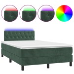 vidaXL Pat cu arcuri, saltea și LED, verde închis, 120x200 cm, catifea vidaXL Pat cu arcuri, saltea și LED, verde închis, 120x200 cm, catifea