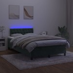 vidaXL Pat cu arcuri, saltea și LED, verde închis, 120x200 cm, catifea vidaXL Pat cu arcuri, saltea și LED, verde închis, 120x200 cm, catifea
