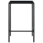 vidaXL Masă de bar de grădină, negru, 70x70x110cm, poliratan și sticlă vidaXL Masă de bar de grădină, negru, 70x70x110cm, poliratan și sticlă