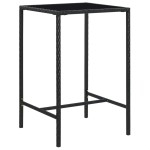 vidaXL Masă de bar de grădină, negru, 70x70x110cm, poliratan și sticlă vidaXL Masă de bar de grădină, negru, 70x70x110cm, poliratan și sticlă