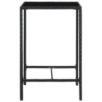 vidaXL Masă de bar de grădină, negru, 70x70x110cm, poliratan și sticlă vidaXL Masă de bar de grădină, negru, 70x70x110cm, poliratan și sticlă