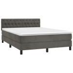 vidaXL Pat cu arcuri, saltea și LED, gri închis, 140x190 cm, catifea