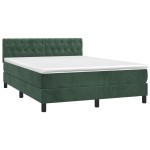 vidaXL Pat cu arcuri, saltea și LED, verde închis, 140x190 cm, catifea vidaXL Pat cu arcuri, saltea și LED, verde închis, 140x190 cm, catifea