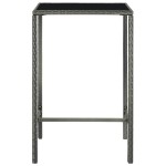 vidaXL Masă de bar de grădină, gri, 70x70x110 cm, poliratan și sticlă vidaXL Masă de bar de grădină, gri, 70x70x110 cm, poliratan și sticlă