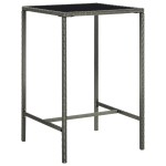vidaXL Masă de bar de grădină, gri, 70x70x110 cm, poliratan și sticlă vidaXL Masă de bar de grădină, gri, 70x70x110 cm, poliratan și sticlă