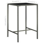 vidaXL Masă de bar de grădină, gri, 70x70x110 cm, poliratan și sticlă vidaXL Masă de bar de grădină, gri, 70x70x110 cm, poliratan și sticlă