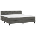 vidaXL Pat cu arcuri, saltea și LED, gri închis, 160x200 cm, catifea vidaXL Pat cu arcuri, saltea și LED, gri închis, 160x200 cm, catifea