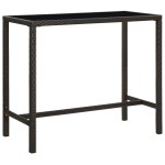 vidaXL Masă de bar de grădină, maro, 130x60x110cm, poliratan și sticlă vidaXL Masă de bar de grădină, maro, 130x60x110cm, poliratan și sticlă