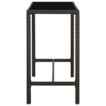 vidaXL Masă de bar de grădină, maro, 130x60x110cm, poliratan și sticlă vidaXL Masă de bar de grădină, maro, 130x60x110cm, poliratan și sticlă