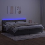 vidaXL Pat cu arcuri, saltea și LED, gri închis, 200x200 cm, catifea