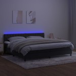 vidaXL Pat cu arcuri, saltea și LED, negru, 200x200 cm, catifea