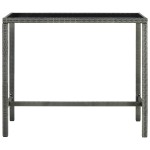 vidaXL Masă de bar de grădină, gri, 130x60x110 cm, poliratan și sticlă vidaXL Masă de bar de grădină, gri, 130x60x110 cm, poliratan și sticlă