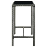 vidaXL Masă de bar de grădină, gri, 130x60x110 cm, poliratan și sticlă vidaXL Masă de bar de grădină, gri, 130x60x110 cm, poliratan și sticlă