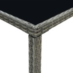 vidaXL Masă de bar de grădină, gri, 130x60x110 cm, poliratan și sticlă vidaXL Masă de bar de grădină, gri, 130x60x110 cm, poliratan și sticlă