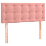vidaXL Pat cu arcuri, saltea și LED, roz, 90x190 cm, catifea