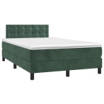 vidaXL Pat cu arcuri, saltea și LED, verde închis, 120x200 cm, catifea vidaXL Pat cu arcuri, saltea și LED, verde închis, 120x200 cm, catifea