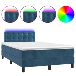 vidaXL Pat cu arcuri, saltea și LED, albastru, 120x200 cm, catifea vidaXL Pat cu arcuri, saltea și LED, albastru, 120x200 cm, catifea