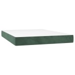 vidaXL Pat cu arcuri, saltea și LED, verde închis, 140x190 cm, catifea vidaXL Pat cu arcuri, saltea și LED, verde închis, 140x190 cm, catifea