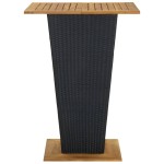 vidaXL Masă de bar, negru, 80x80x110 cm, poliratan/lemn masiv acacia vidaXL Masă de bar, negru, 80x80x110 cm, poliratan/lemn masiv acacia