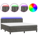 vidaXL Pat cu arcuri, saltea și LED, gri închis, 160x200 cm, catifea vidaXL Pat cu arcuri, saltea și LED, gri închis, 160x200 cm, catifea