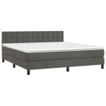 vidaXL Pat cu arcuri, saltea și LED, gri închis, 160x200 cm, catifea vidaXL Pat cu arcuri, saltea și LED, gri închis, 160x200 cm, catifea