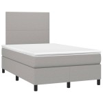 vidaXL Pat cu arcuri, saltea și LED, gri deschis, 120x200 cm, textil