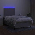 vidaXL Pat cu arcuri, saltea și LED, gri deschis, 120x200 cm, textil