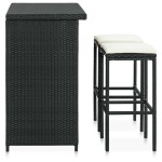vidaXL Set mobilier de bar, 3 piese, negru, poliratan vidaXL Set mobilier de bar, 3 piese, negru, poliratan