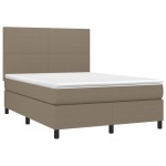 vidaXL Pat cu arcuri, saltea și LED, gri taupe, 140x190 cm, textil vidaXL Pat cu arcuri, saltea și LED, gri taupe, 140x190 cm, textil