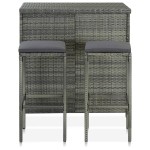 vidaXL Set mobilier de bar, 3 piese, gri, poliratan vidaXL Set mobilier de bar, 3 piese, gri, poliratan