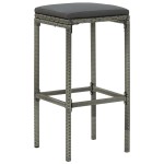 vidaXL Set mobilier de bar, 3 piese, gri, poliratan vidaXL Set mobilier de bar, 3 piese, gri, poliratan