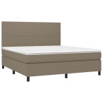 vidaXL Pat cu arcuri, saltea și LED, gri taupe, 180x200 cm, textil