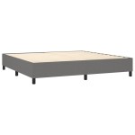 vidaXL Pat cu arcuri, saltea și LED, gri închis, 200x200 cm, textil