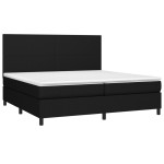 vidaXL Pat cu arcuri, saltea și LED, negru, 200x200 cm, textil