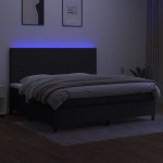 vidaXL Pat cu arcuri, saltea și LED, negru, 200x200 cm, textil