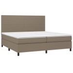 vidaXL Pat cu arcuri, saltea și LED, gri taupe, 200x200 cm, textil