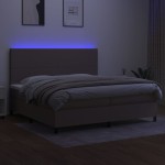 vidaXL Pat cu arcuri, saltea și LED, gri taupe, 200x200 cm, textil
