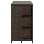 vidaXL Masă de bar cu raft depozitare, maro, 120x60x110 cm, poliratan