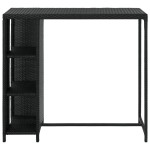 vidaXL Masă de bar cu raft depozitare, negru, 120x60x110 cm, poliratan vidaXL Masă de bar cu raft depozitare, negru, 120x60x110 cm, poliratan