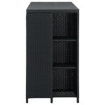 vidaXL Masă de bar cu raft depozitare, negru, 120x60x110 cm, poliratan vidaXL Masă de bar cu raft depozitare, negru, 120x60x110 cm, poliratan