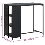 vidaXL Masă de bar cu raft depozitare, negru, 120x60x110 cm, poliratan vidaXL Masă de bar cu raft depozitare, negru, 120x60x110 cm, poliratan